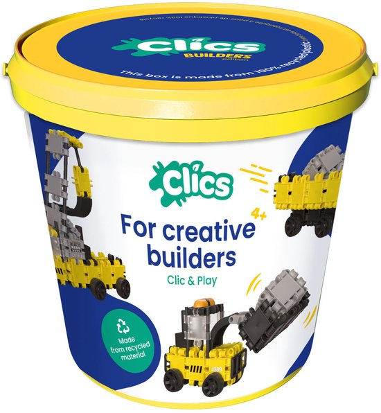 Clics Builders 5-in-1 bouwblokken– DUURZAAM SPEELGOED gemaakt van GERECYCLEERDE kunststof- bouwset 5 in 1 - speelgoed 4,5,6,7,8 jaar jongens en meisjes- educatief speelgoed- Montessori speelgoed- constructie speelgoed