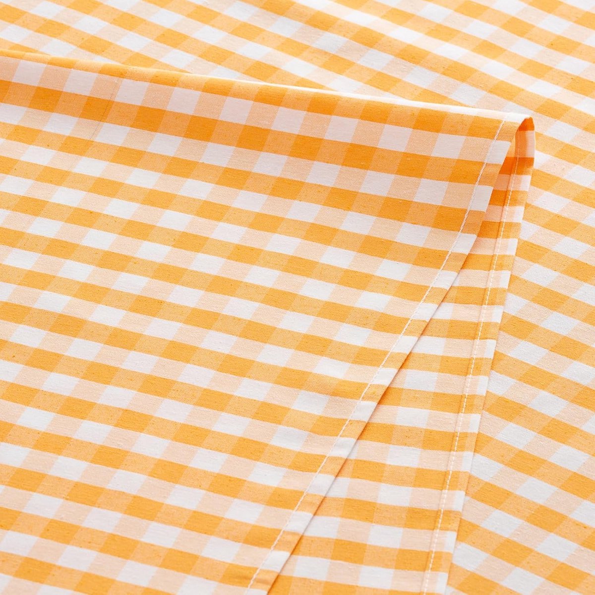 Vlekbestendig Tafelkleed Katoen Gingham Patroon Geel 140x140 cm