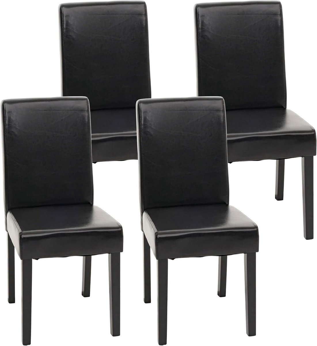 Set van 4 Moderne Eetkamerstoelen met Kunstleren Bekleding en Houten Poten