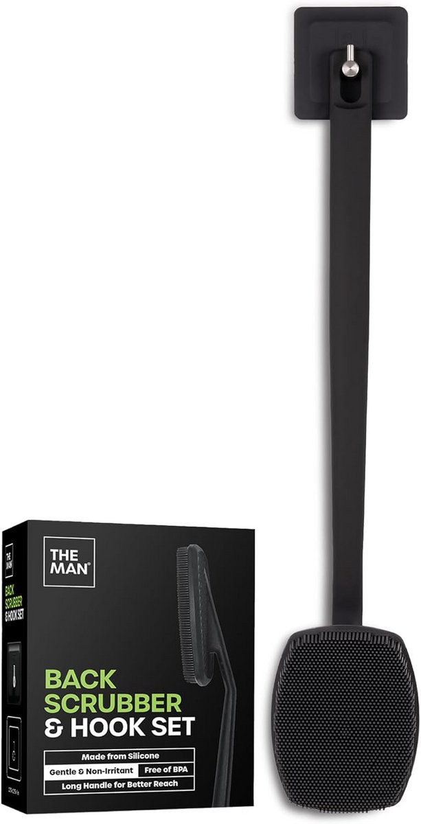 Siliconen Rugborstel met Lang Handvat voor Mannen - Zachte Exfoliërende Doucheborstel