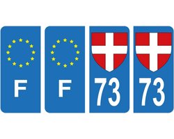 Set van 4 Nummerplaat Stickers met Frans Regionaal Logo en Nummer