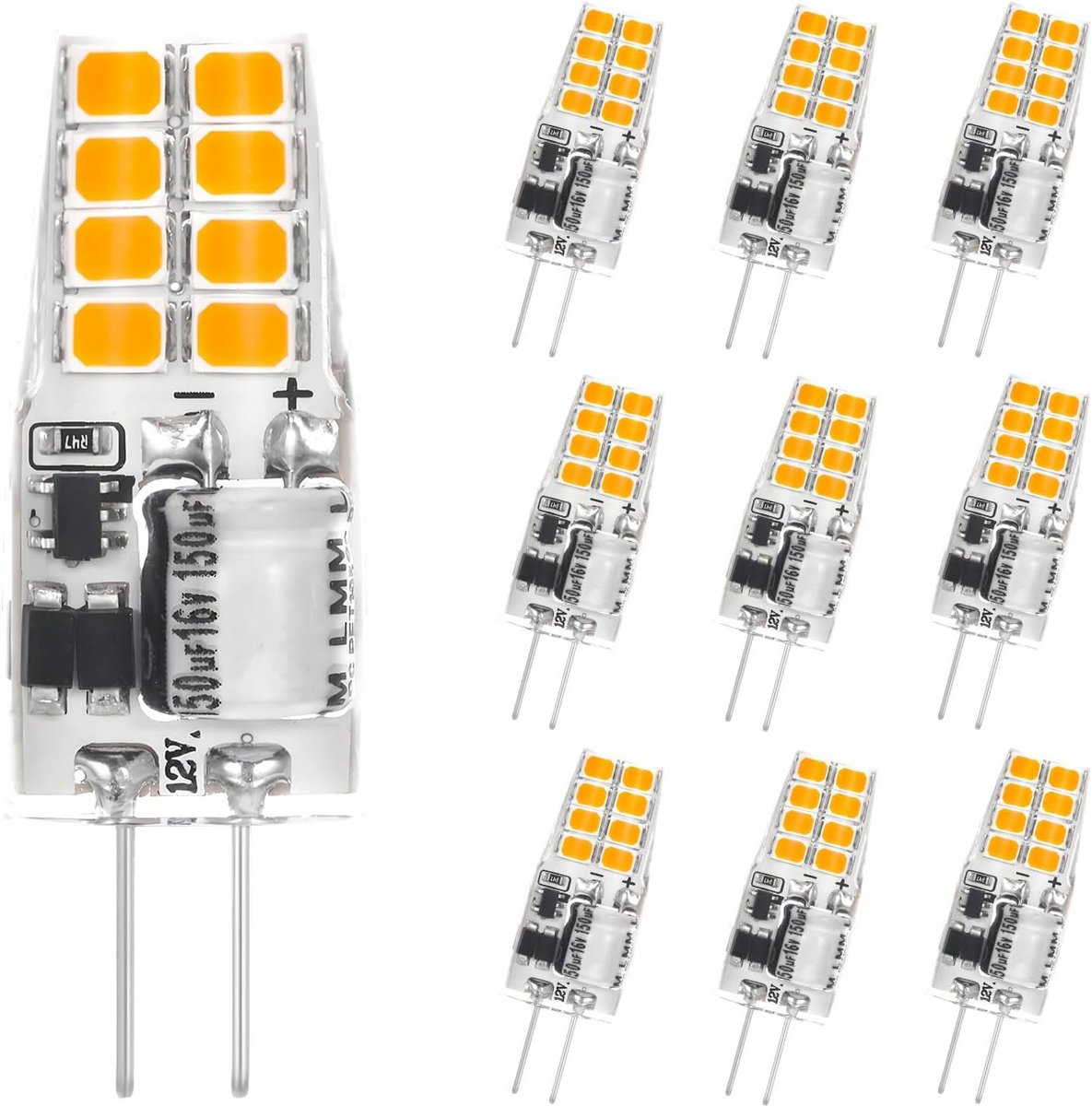 10x G4 LED Lamp Warm Wit 2W Vervangt 20W Halogeen 12V Laagspanning Niet Dimbaar