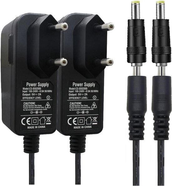 Set van 2 Universele 5V 2A AC naar DC Adapter Set met Diverse Stekkers ...