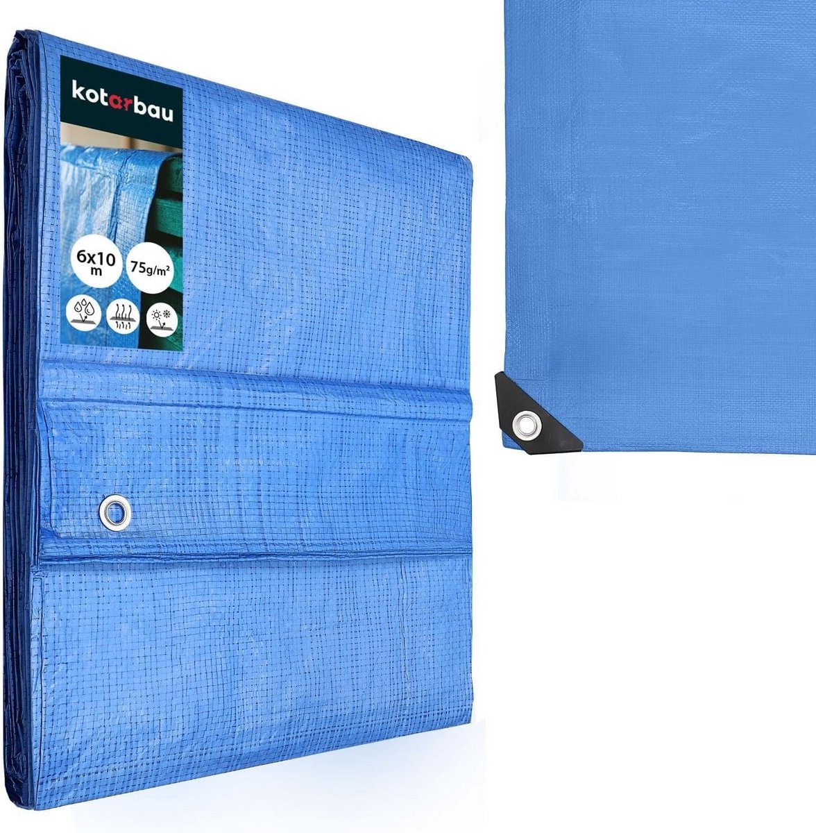 Waterdicht Afdekzeil Blauw 6x10m - UV-Bestendig Polyethyleen Beschermzeil