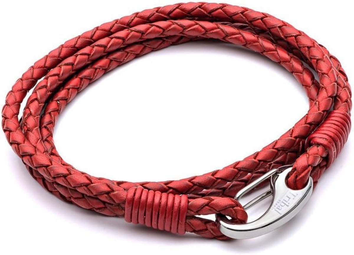 Heren Wikkelarmband Leer en Roestvrij Staal - Stoer en Stijlvol