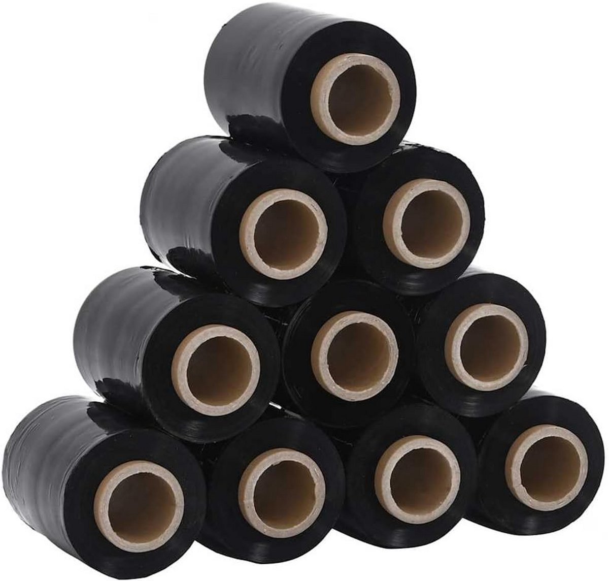 Stretchfolie Set van 10 Zwart 10 cm x 300m - Beschermfolie voor Meubels en Verpakking