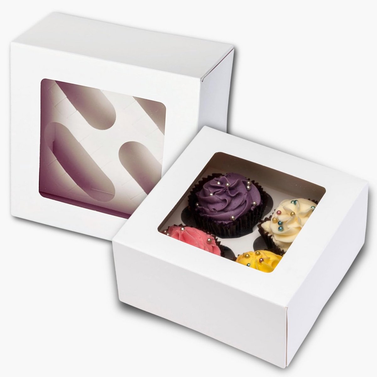 10x Luxe Kartonnen Cupcake Dozen voor 4 Stuks - Inclusief Venster en Binnenverdelers