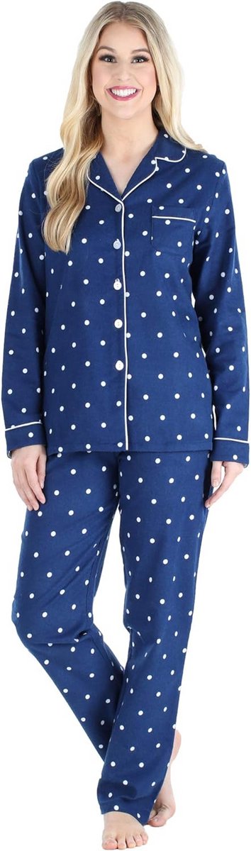 Comfortabele dames pyjama set met lange mouwen en knoopsluiting