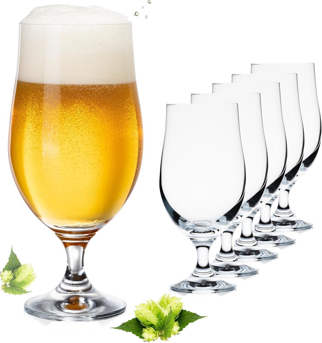 Set van 6 Bierglazen 500 ml - Elegante Bierkelken van Kristalglas