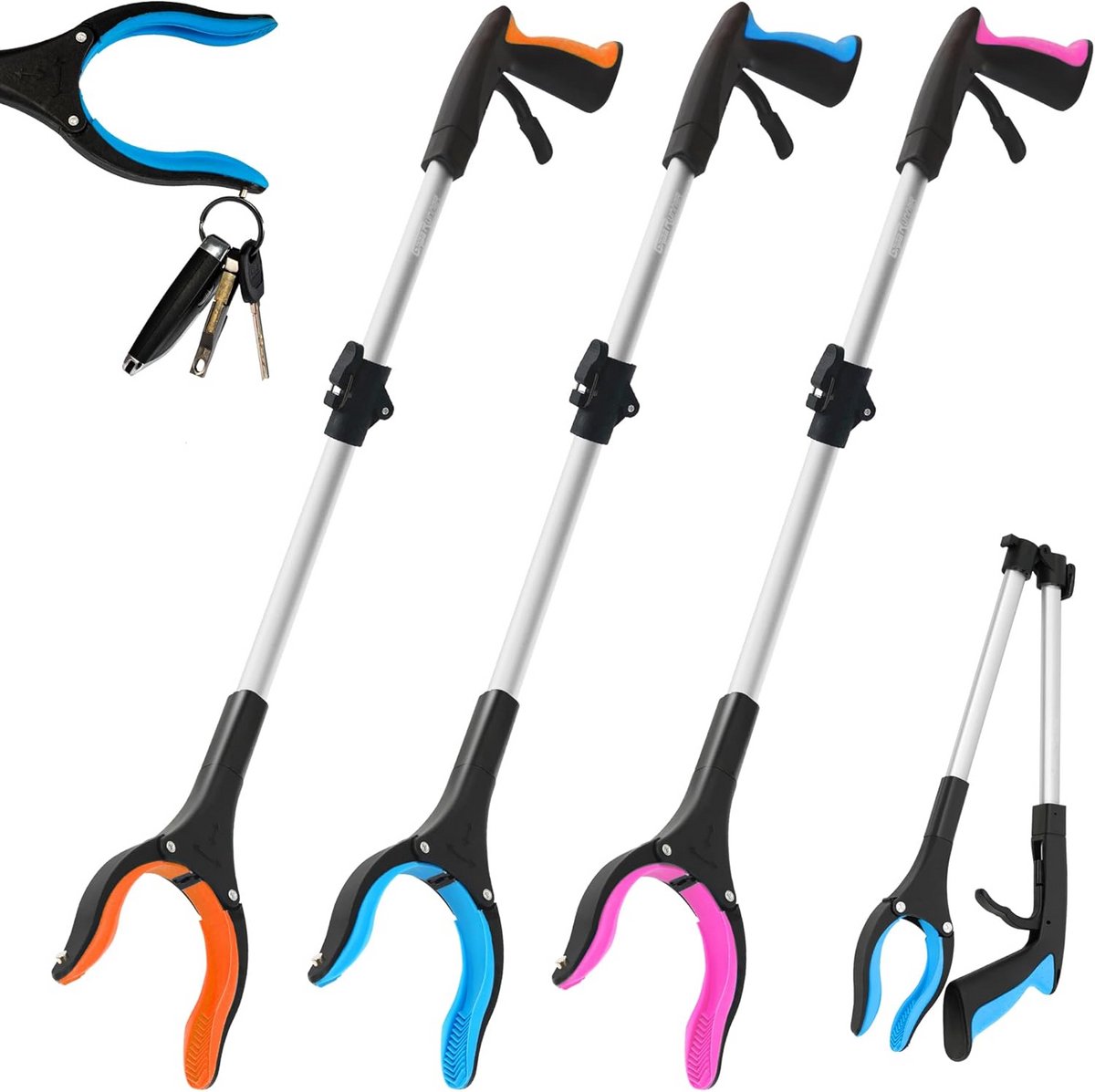 3-pack Opvouwbare Grijpstok 80 cm - Lichtgewicht Prikstok met Ergonomische Grip voor Ouderen en Reikhulp