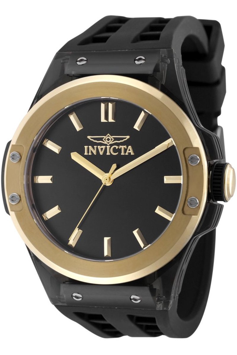 Invicta Sea Base 50015 Heren Horloge - Waterdicht - Analoog - Quartz Uurwerk - Roestvrij Staal met zwarte Wijzerplaat - 45mm