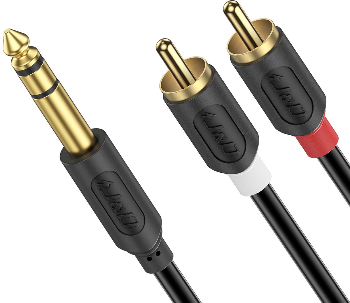 6,35 mm naar 2x RCA Y-Splitter Kabel - Vergulde Interconnect Audiokabel (2,7 Meter)