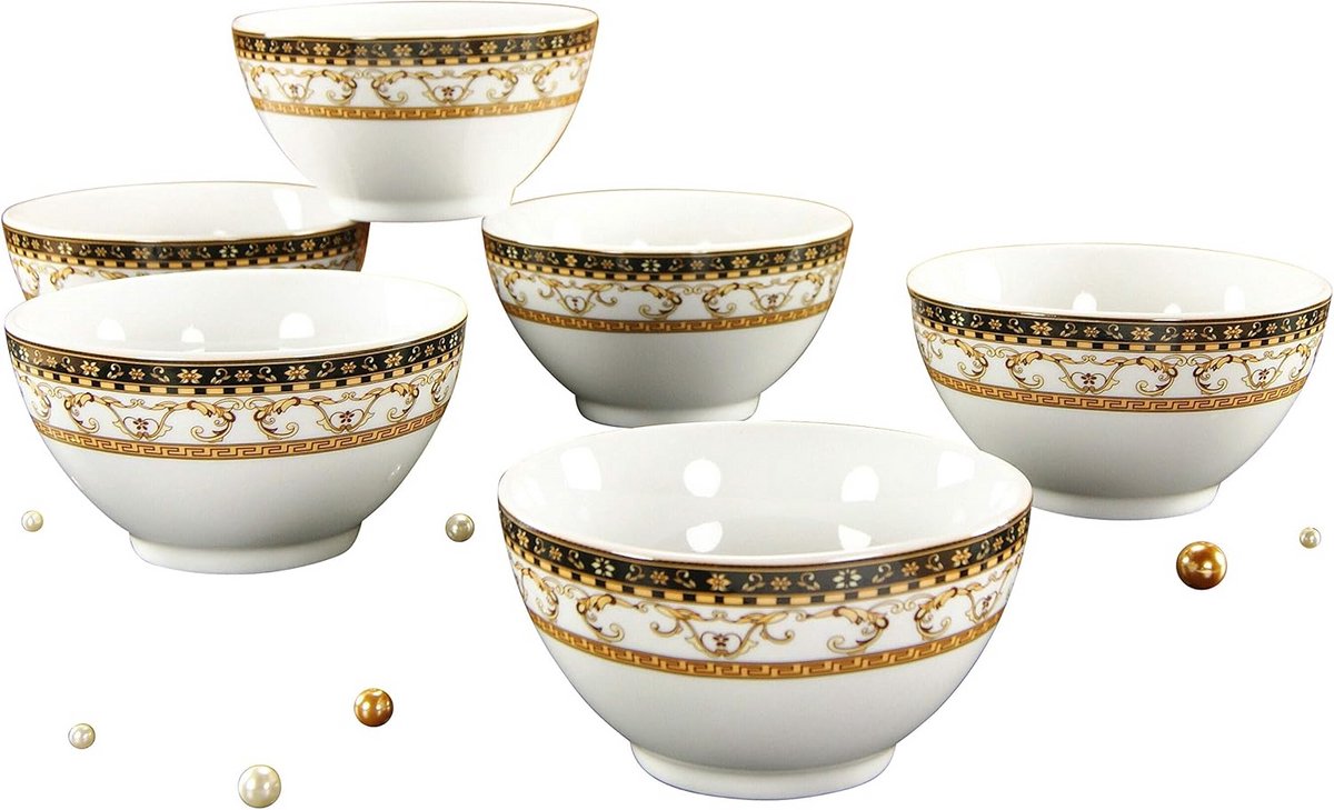 Set van 6 Mueslikommen Zwart Porselein 12 cm - Vaatwasmachinebestendig