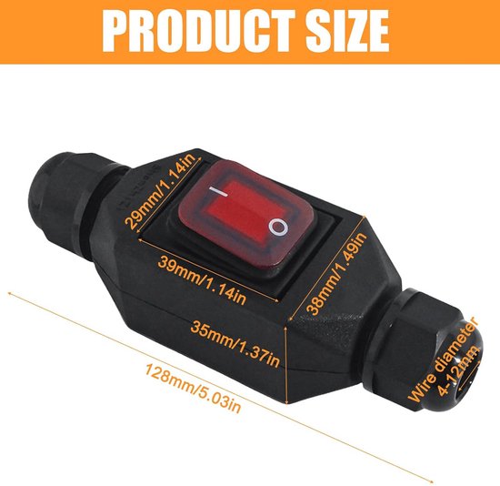 Waterdichte Inline Schakelaar IP66 - Robuuste Tuimelschakelaar 220V 30A