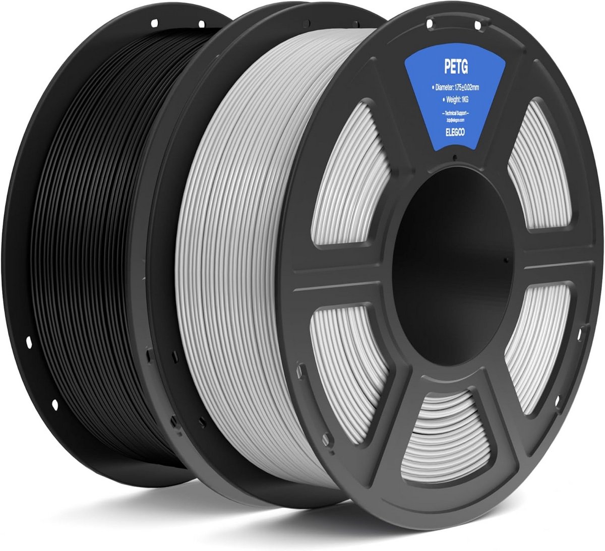 3D Printer Filament PETG Zwart en Grijs 1.75mm Set van 2KG