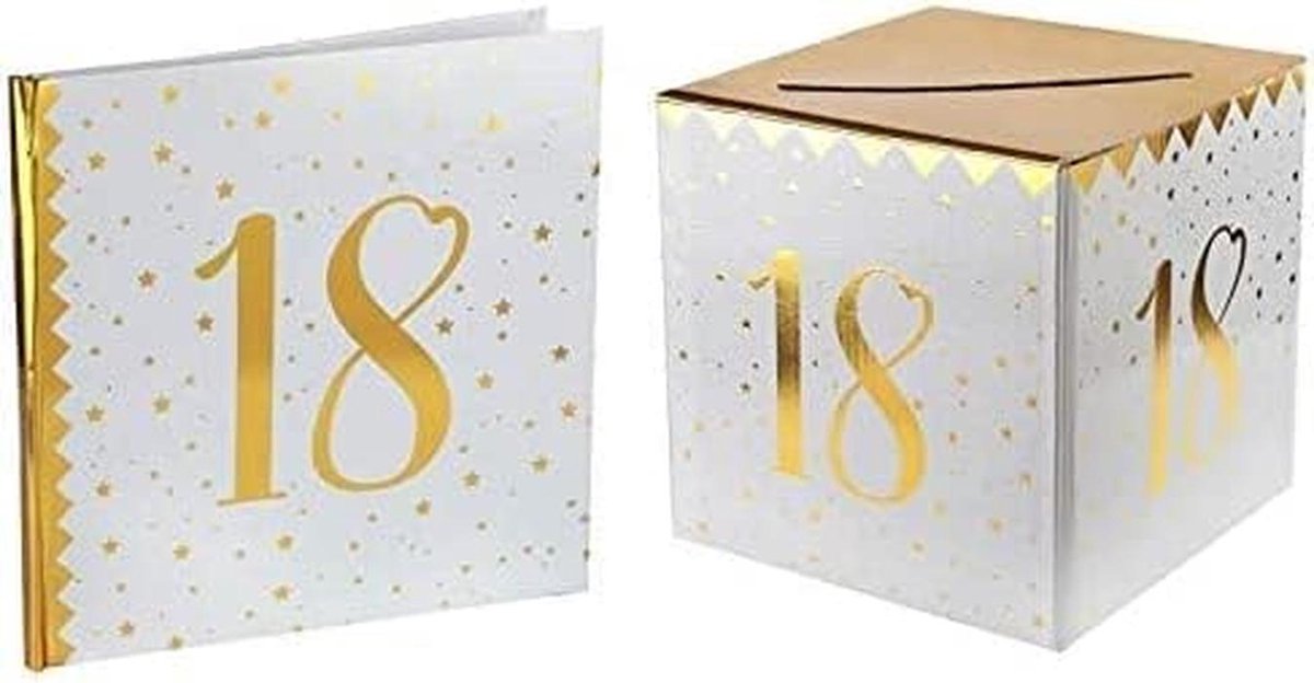 Gastenboek en Urn Set voor Verjaardag Goud Wit