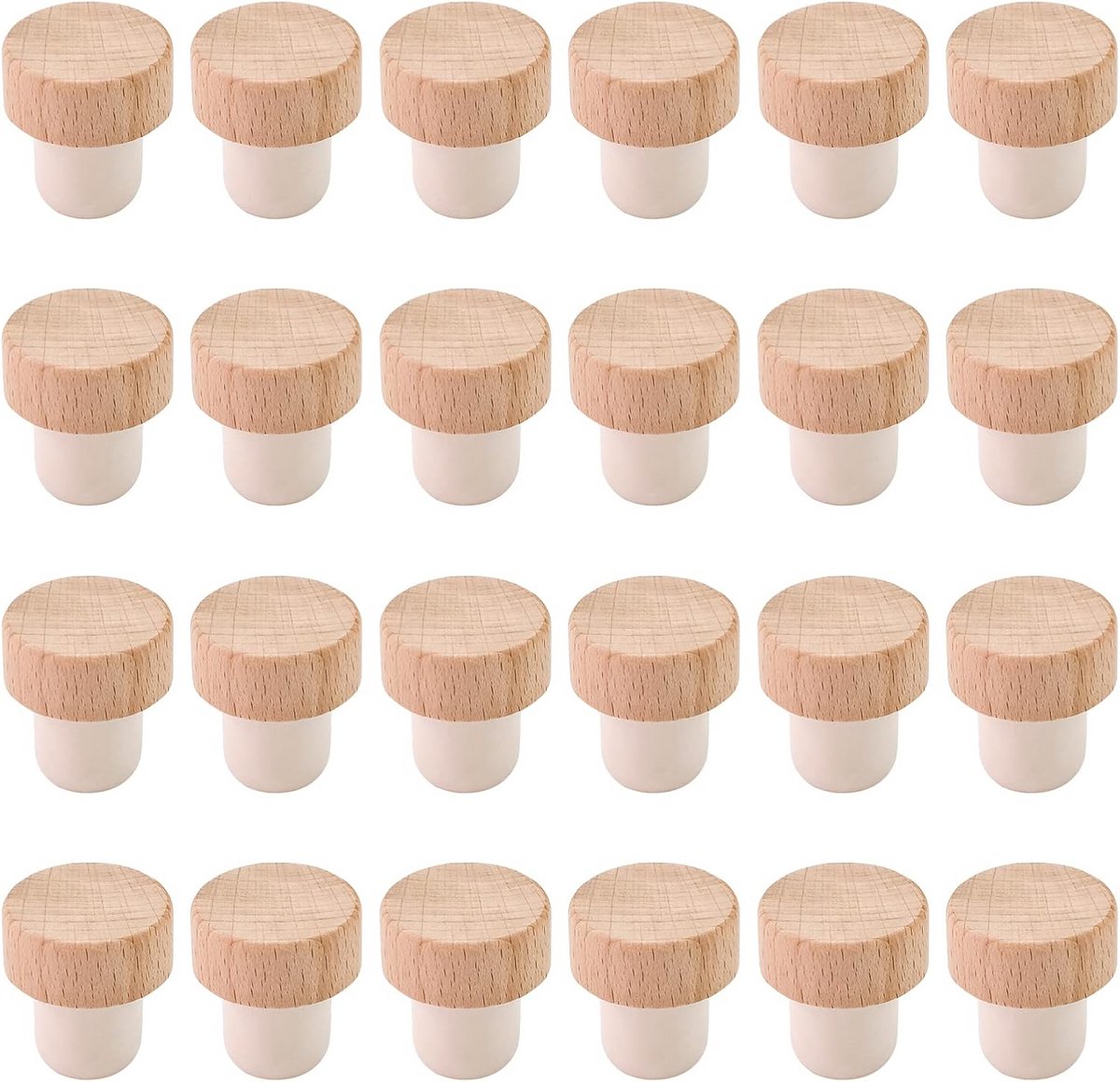 24 Stuks T-vormige Houten Wijnkurken voor Wijnflessen