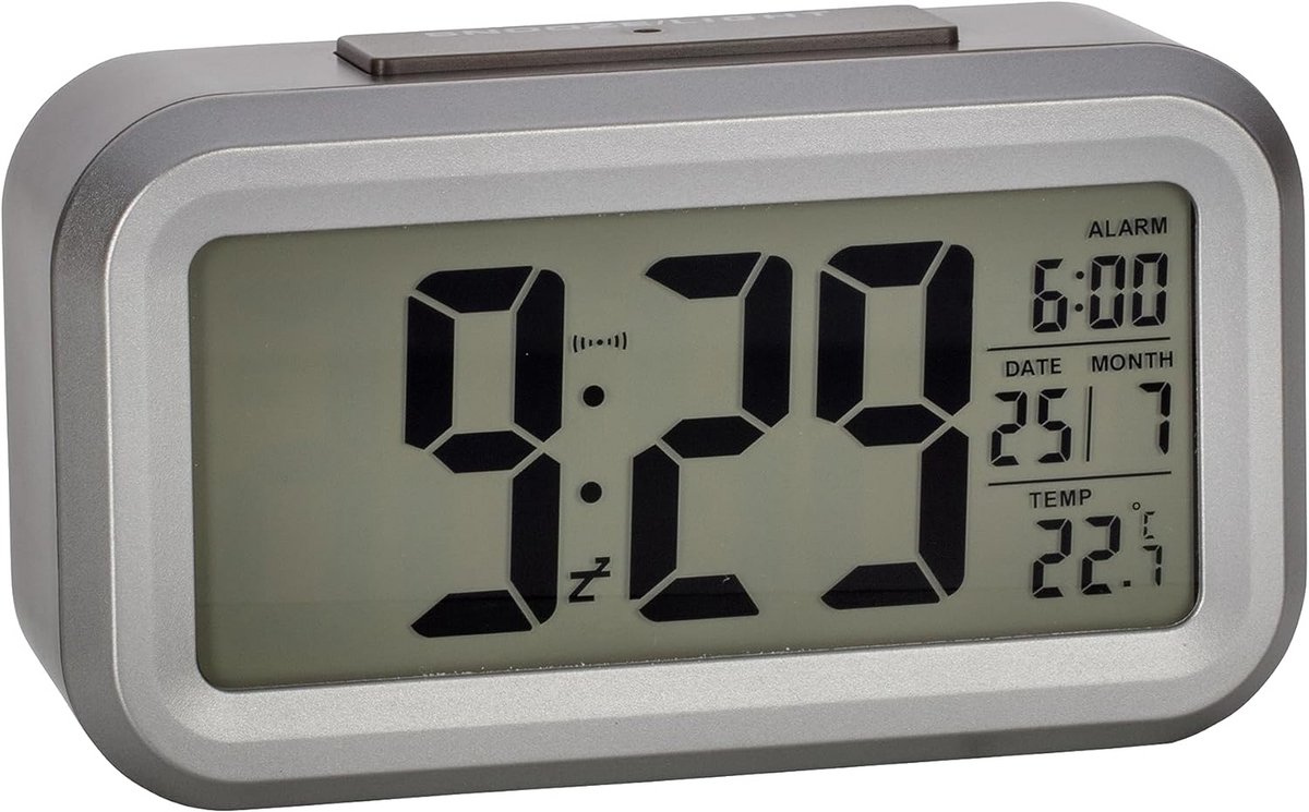 Digitale wekker met temperatuurweergave en automatische nachtverlichting