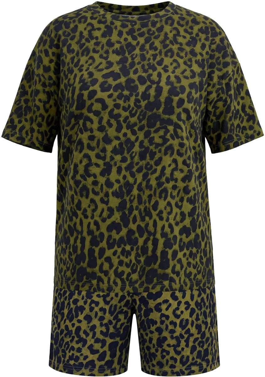 Studio Untold - Dames - Pyjama korte tweedelige set jersey - Olijf - Maat 50+