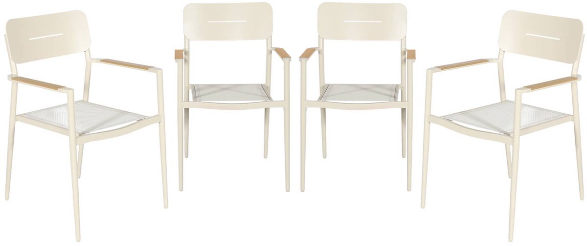 sweeek - Set van 4 tuinstoelen van aluminium en textileen - fira