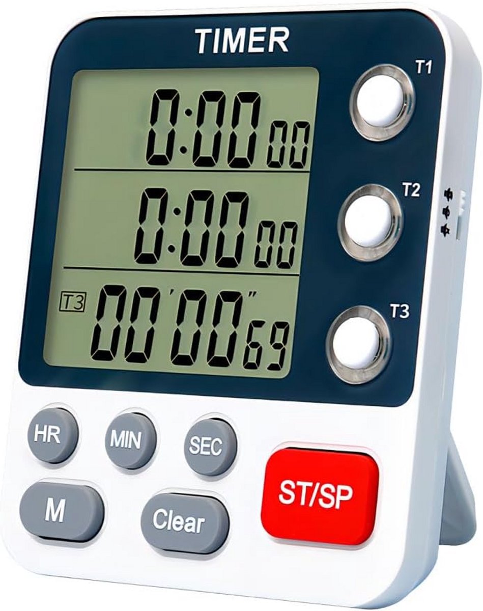 Digitale Keukentimer met 3 Kanalen en Instelbaar Volume