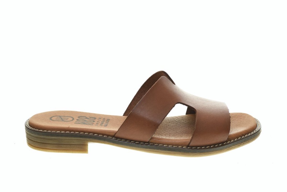 Cognac Fashion Slipper Leder Hee maat 37