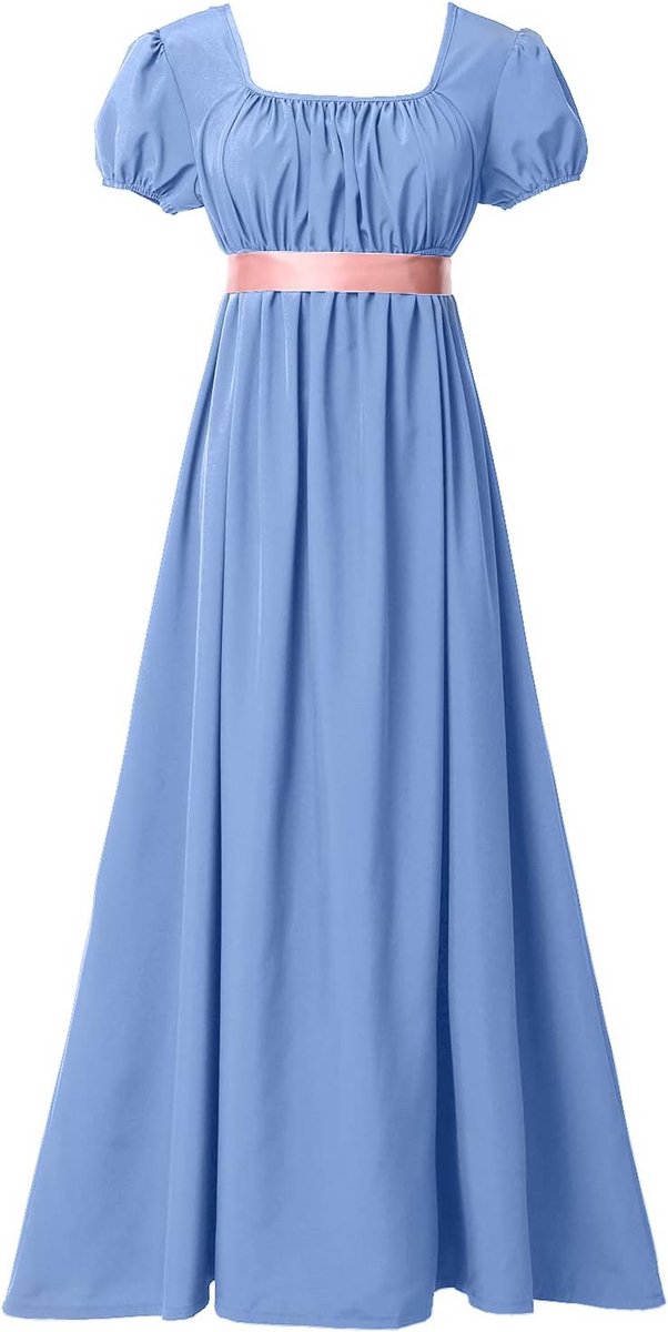 Regency Baljurk voor Dames met Empire Taille en Pofmouwen