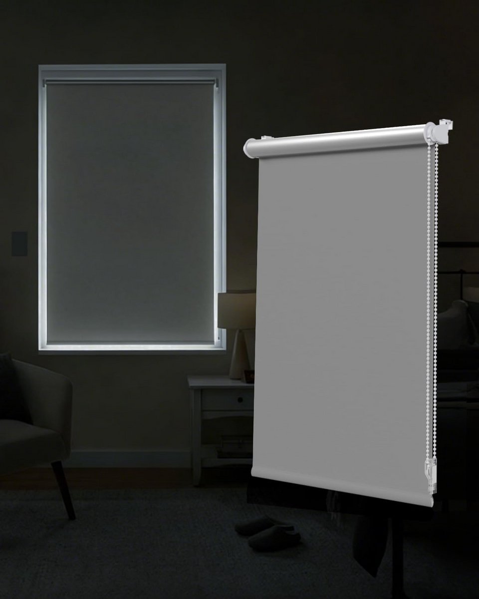Verduisterend Rolgordijn Thermisch Zwart-Wit zonder Boren, 60x160 cm