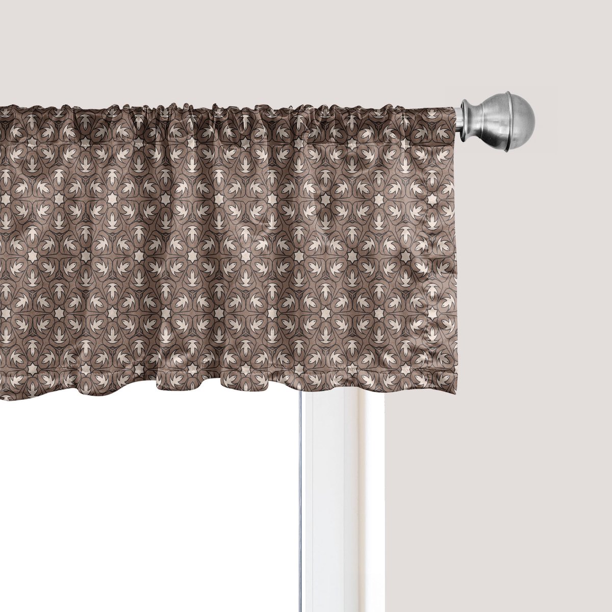 ABAKUHAUS Abstracte raamvalance, gordijnvalance voor keuken- en slaapkamerdecoratie met tunnelzoom, 137 cm x 30 cm, mauve taupe bruin
