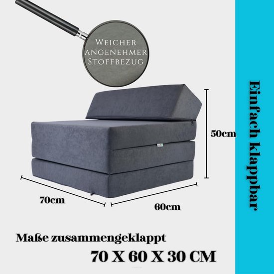 3-Delige Vouwmatras (200x70x10 cm) - Opvouwbaar Gastenbed met Waterdichte Outdoorhoes — afbeelding 2