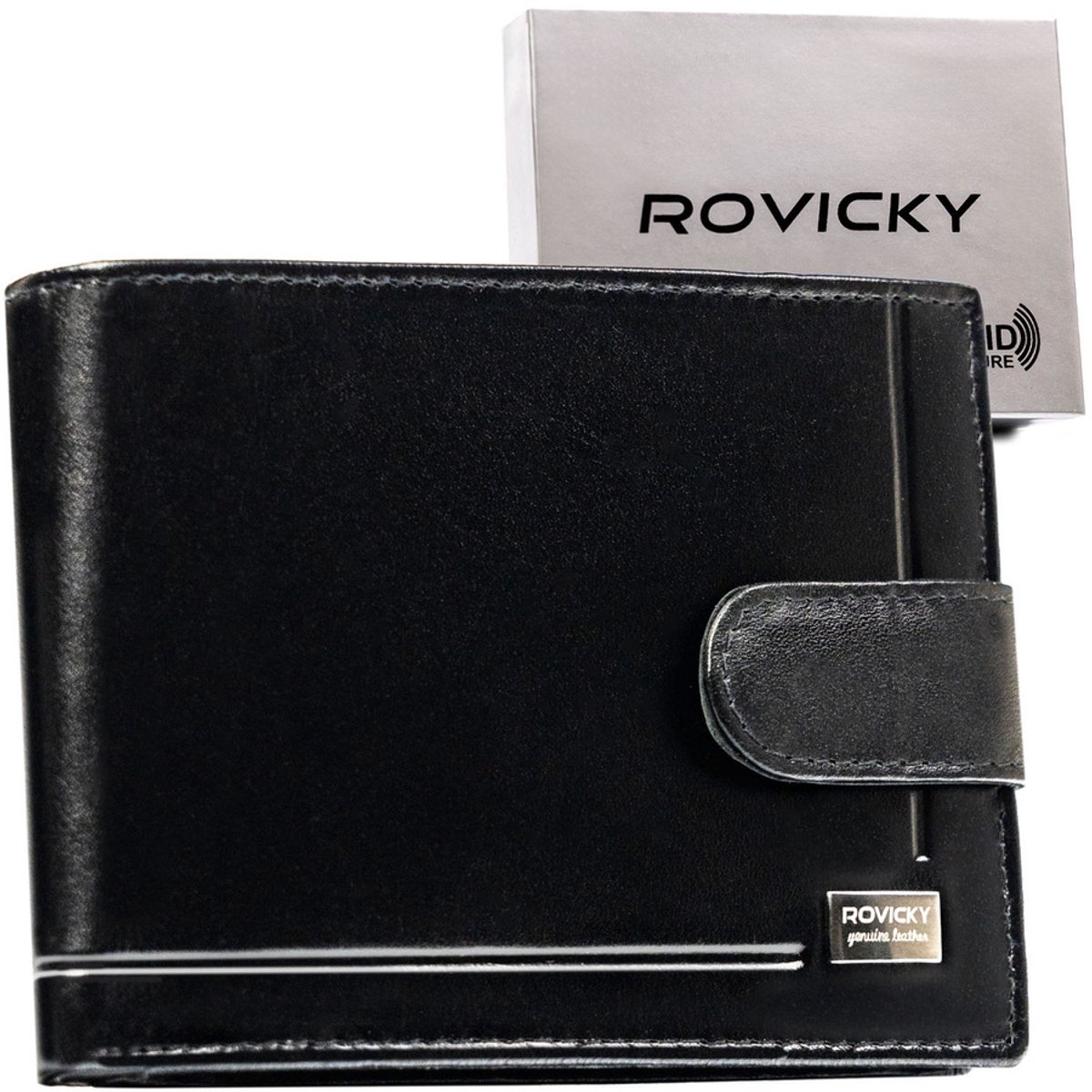 Rovicky Serie - Leren Portemonnee - RFID Bescherming - Zilveren Details