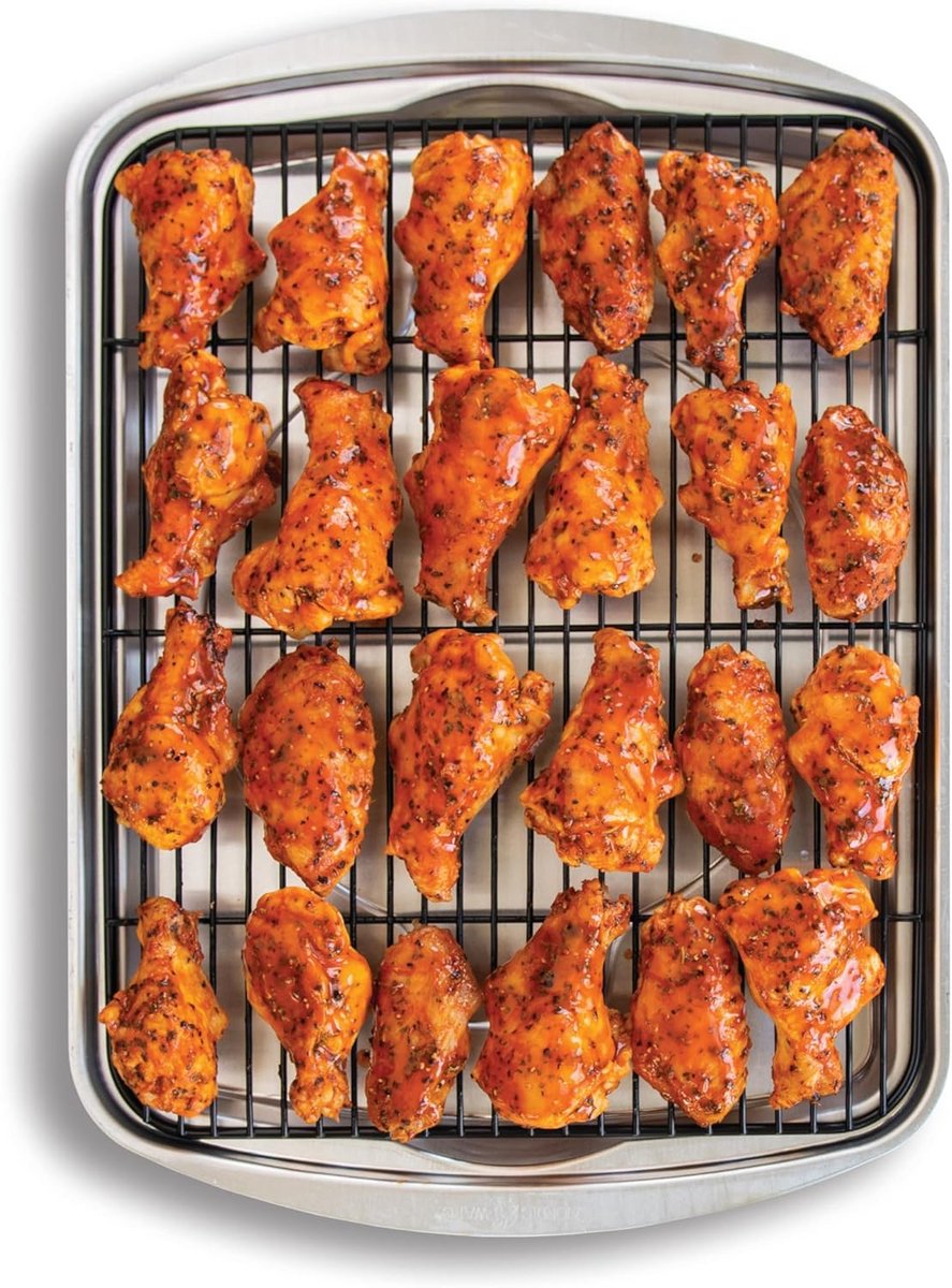 Aluminium Crispy Bakplaat met Koolstofstalen Rooster voor Oven