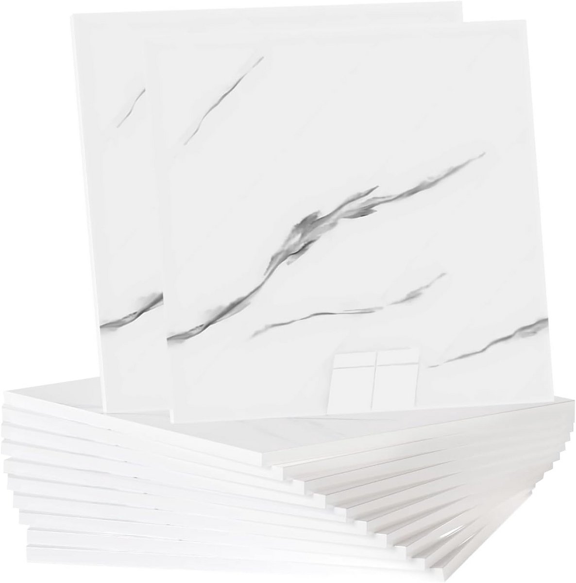 12x Zelfklevende Tegelstickers Steenlook Wit 30x30 cm Wandtegels Badkamer Keuken