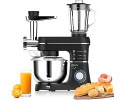 Staande Mixer - Keukenmachine Keukenmixer - Bakken en Koken - 5-in-1 Multifunctioneel - 10L Kom - Zwart