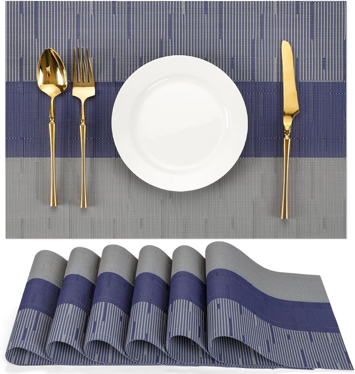 Set van 6 Antislip PVC Placemats Wasbaar en Hittebestendig voor Keukentafel