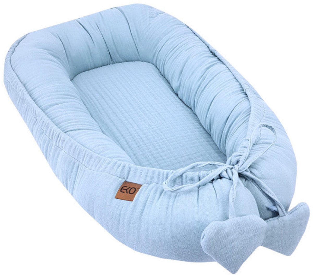 Blue muslin baby cocoon