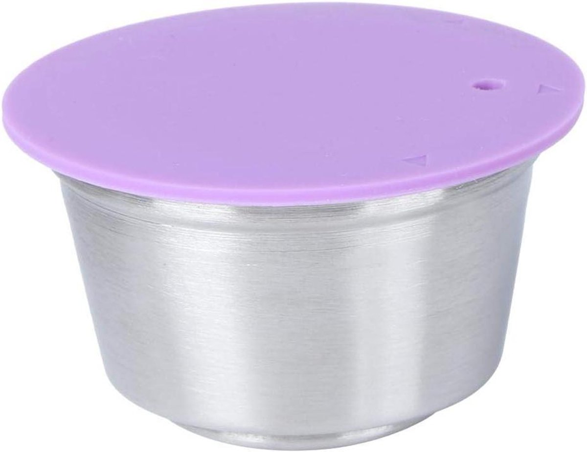 Allecto- Herbruikbare capsules - Navulbare Crema-koffiecapsules - Roestvrijstaal - Pods Cup - Geschikt voor koffiezetapparaat - Purper.