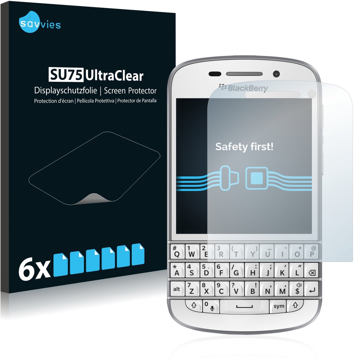 Savvies - Screenprotector voor BlackBerry Q10 - Folie Beschermfolie transparant 6 Stuks