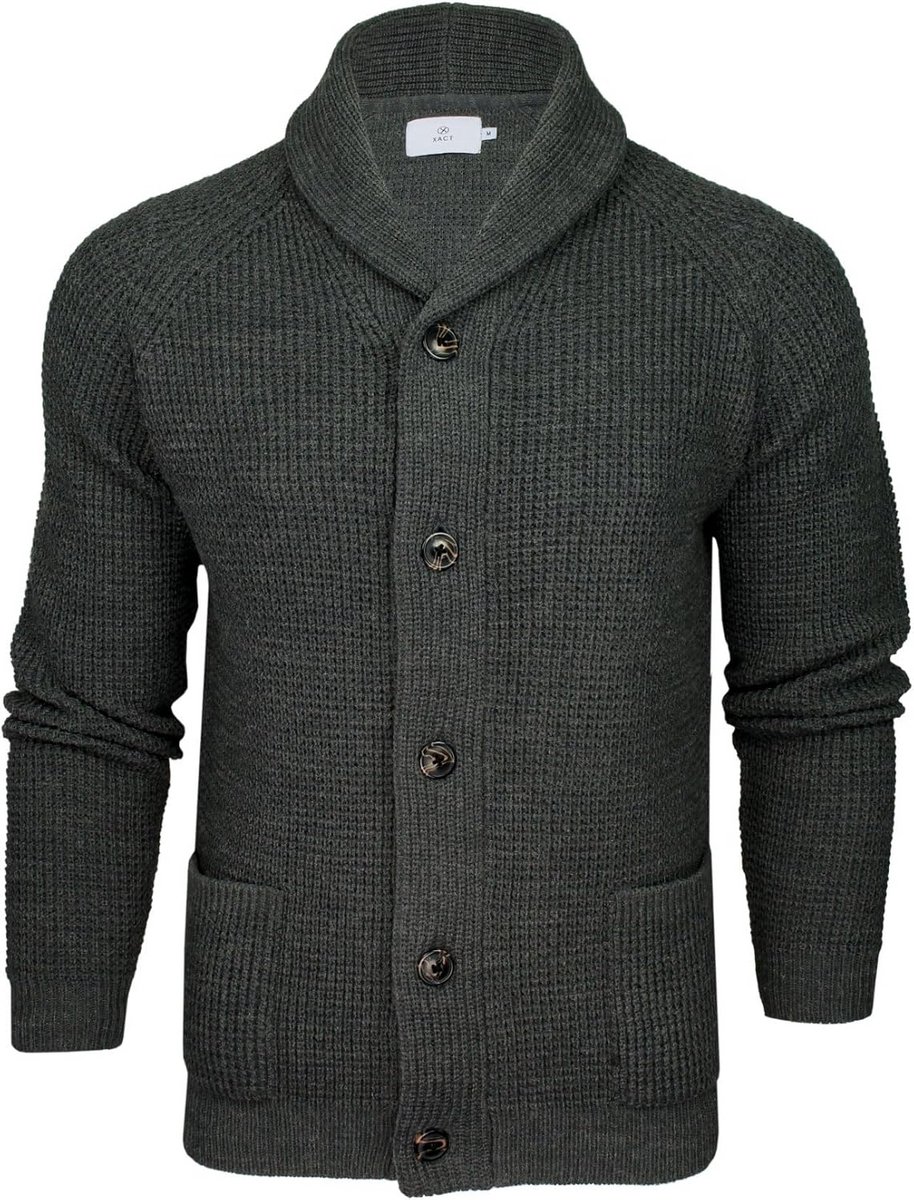 Heren Kabelsjaal Hals Vest Trui met Knoopsluiting