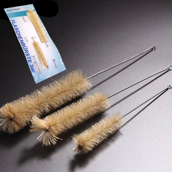 Flessenborstel Set 3-delig - 12, 18 & 21 cm - Vaatwasbestendige Reinigingsborstels - Smalle Borstel voor Flessen, Rietjes, Glazen & Herbruikbare Drinkflessen — afbeelding 4