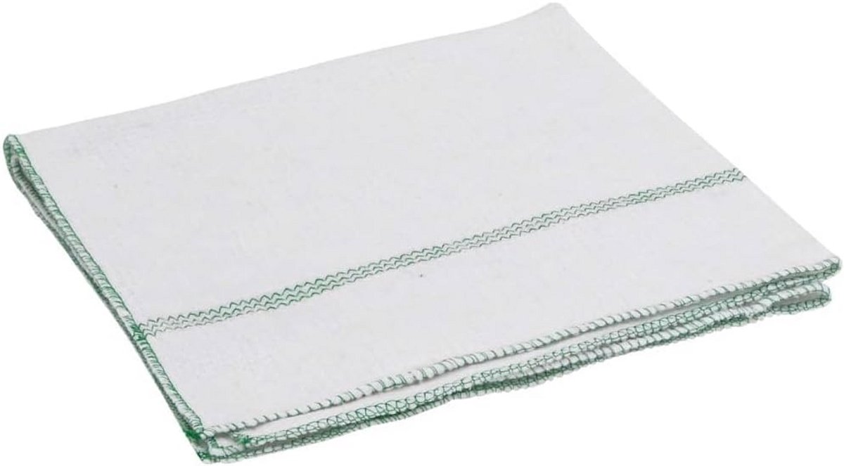10x Gestreepte Schoonmaakdoeken 50x60 cm Wit en Groen - Absorberend Poetsdoek Set