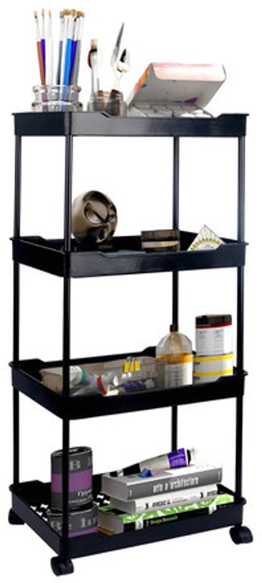 Nexxt Multifunctionele Trolley - 4 Laags - 40 x 15 x 88 cm - Zwart