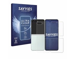 Savvies - Screenprotector voor Samsung Galaxy Z Flip 5 (Voor+Achter) - Folie Beschermfolie transparant 6 Stuks