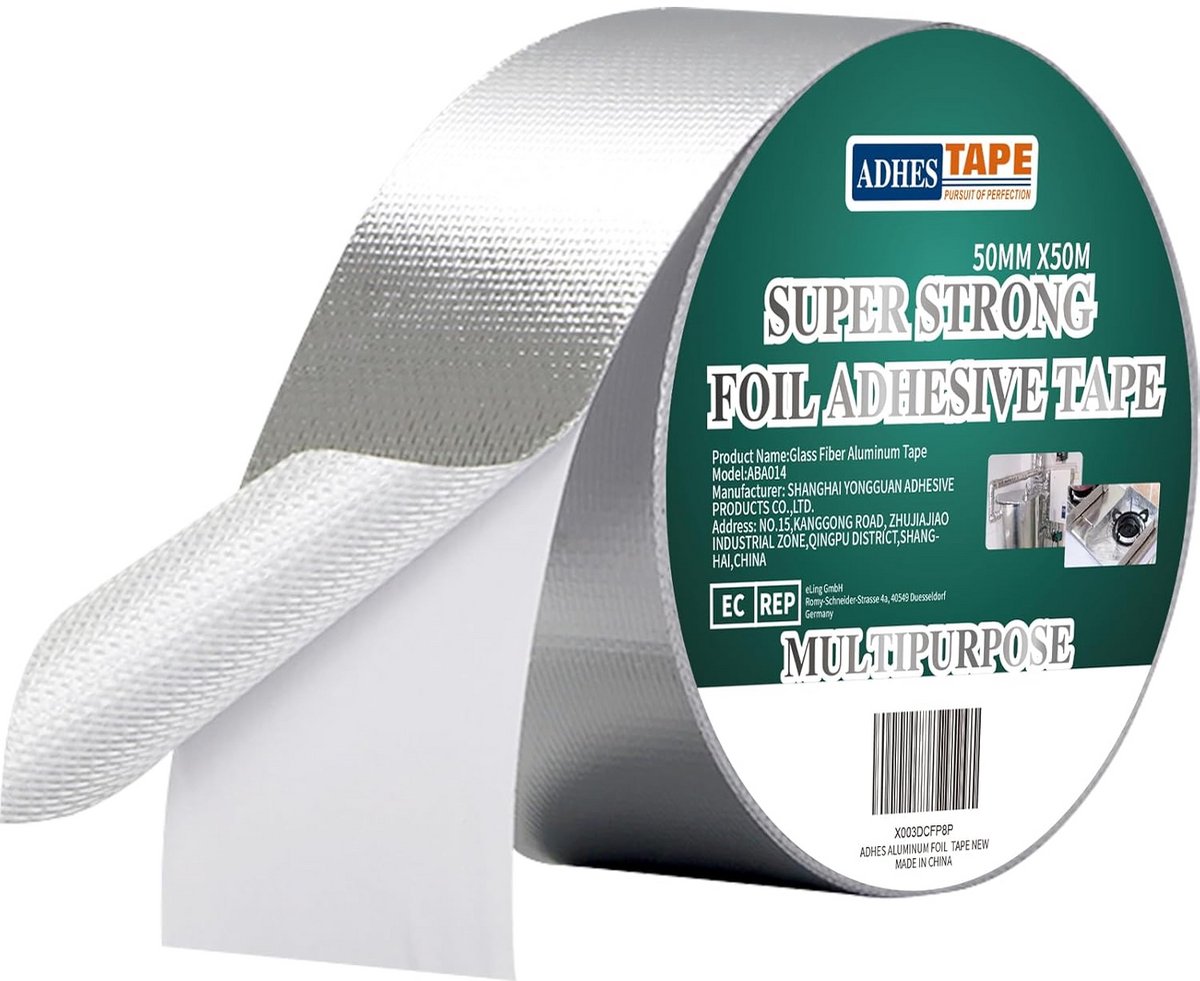 Glasvezel Aluminiumfolie Tape - Versterkte Afdichtingstape Kanaaltape - Isoleren en Repareren - Hoge Temperatuur Bestendig