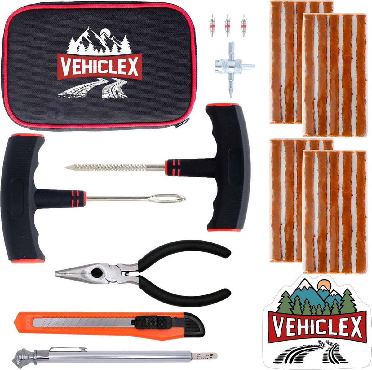 Compacte Bandenreparatieset met Hoofdgereedschap en Accessoires voor Auto en Motor