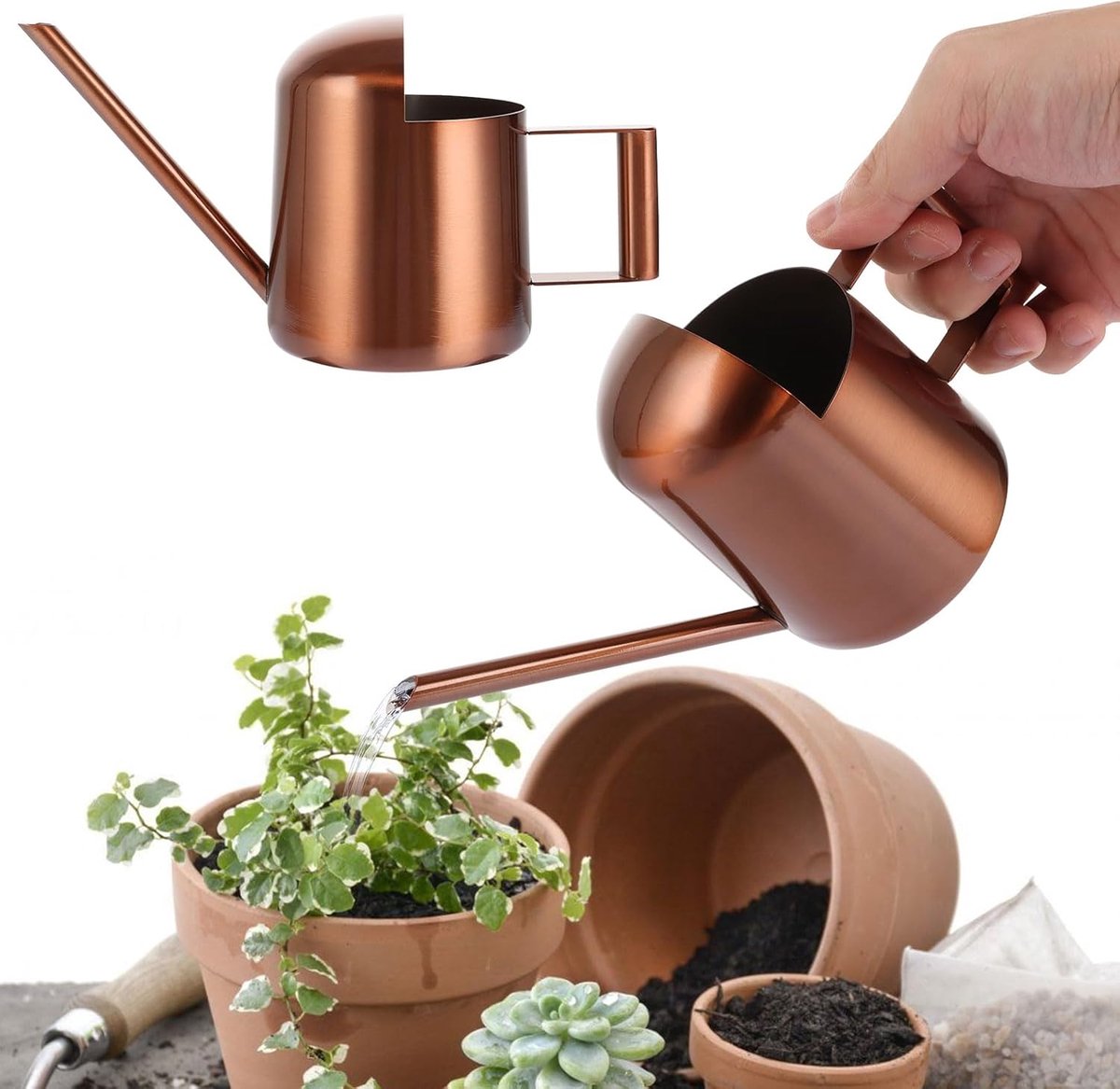 REWYTAZ- 300 ml - Metalen Gieter - Bloemengieter - lange tuit - voor binnenplanten - bloemen - balkon - Precisie gieter - Corrosiebestendig - RVS