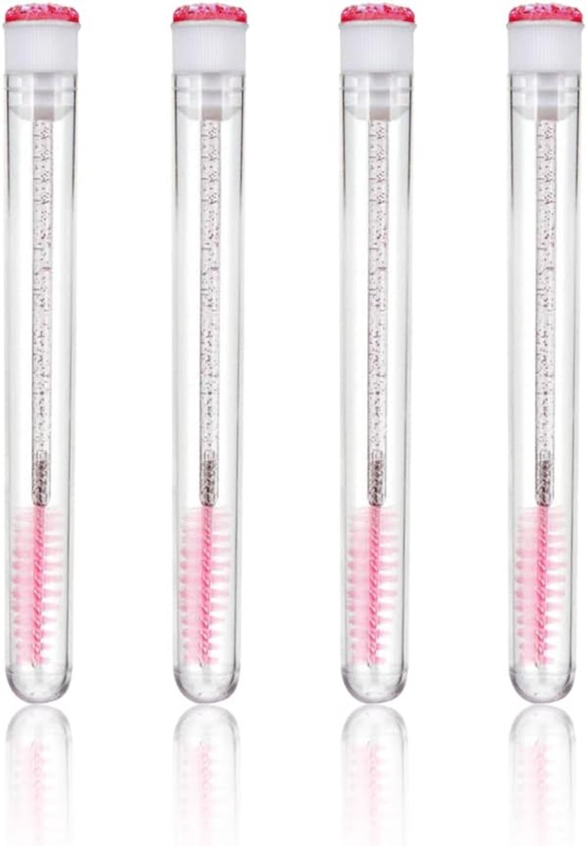 Famanu – Reisset wimperborstels met opbergkoker, draagbaar, 4 stuks, voor wimperverlenging