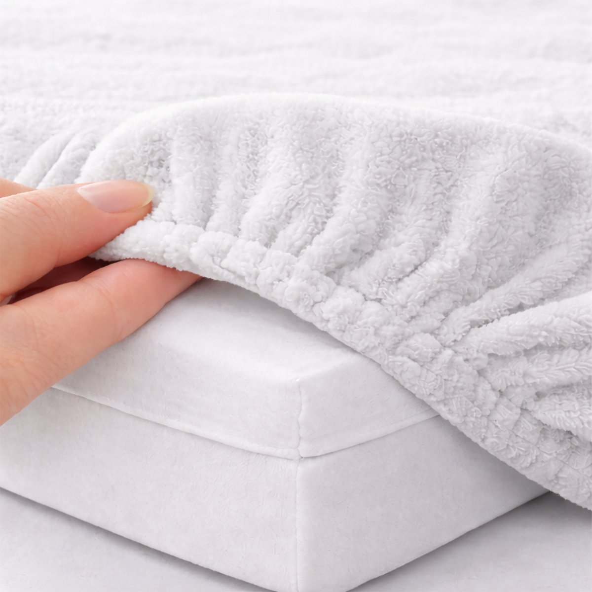 24-Bedding Badstof Topper Hoeslaken - Wit - 90x200 cm - Extra Zware Kwaliteit - Rondom Elastiek - Voor topper matrassen van 5 tot 15 cm