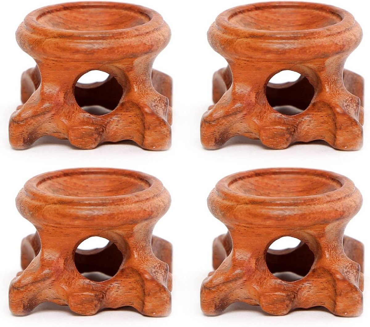 4x Houten Standaard voor Kristallen Bol en Display Bal - Decoratieve Voetstuk Houder