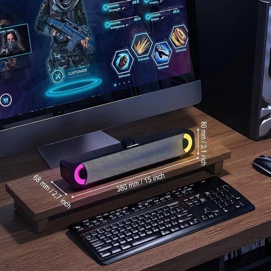 SNJY® Soundbar - USB Computerluidspreker - TV Speaker - Home Cinema - 10 W - Zwart van SNJY — afbeelding 4